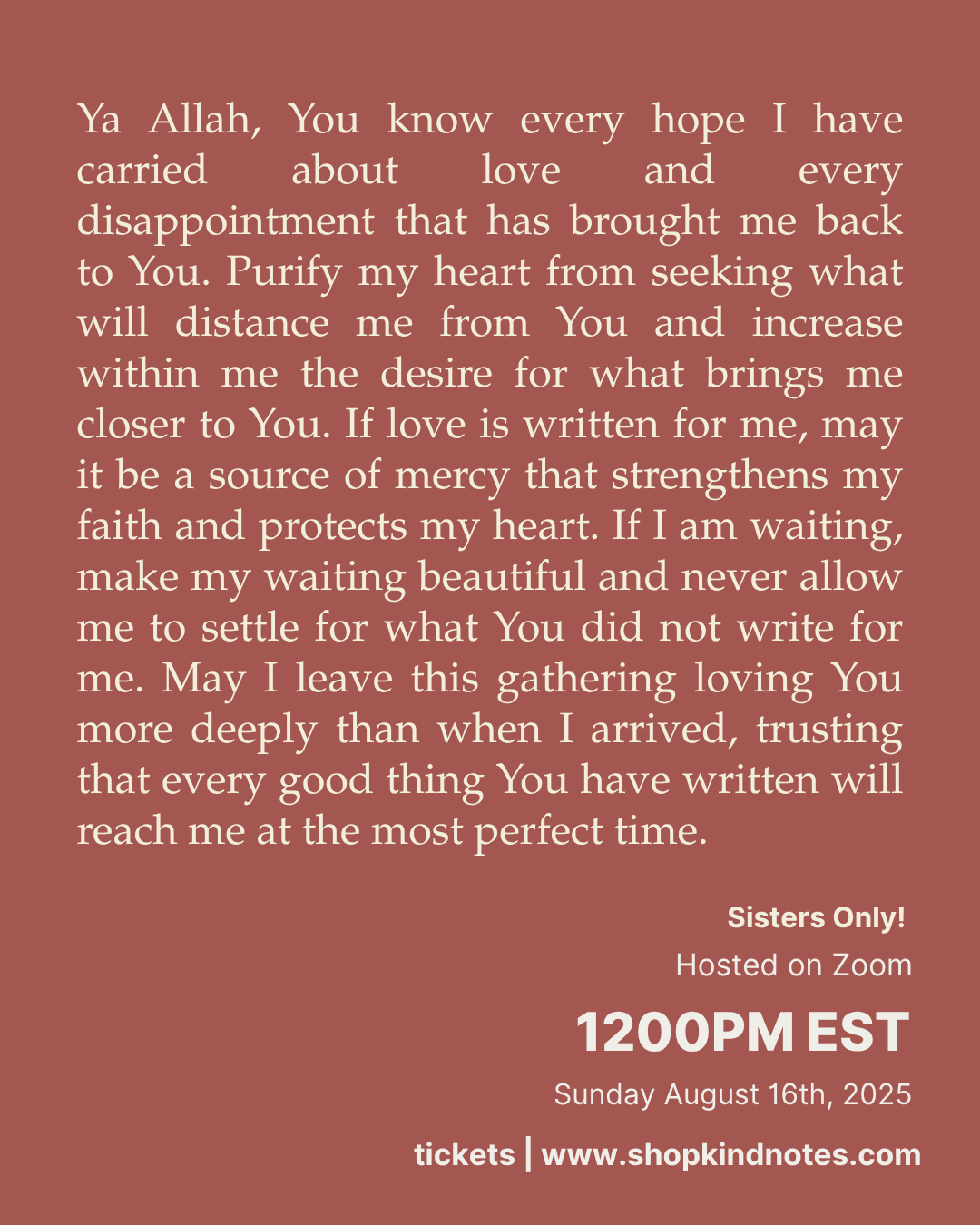 the dua reset | workshop 3 of 6